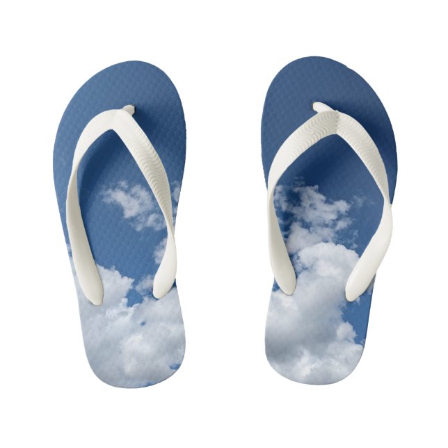 Non matching , white clouds kid's flip flops (Footbed)