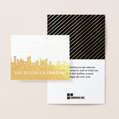 Non offensive winter holiday cityscape employee foil card