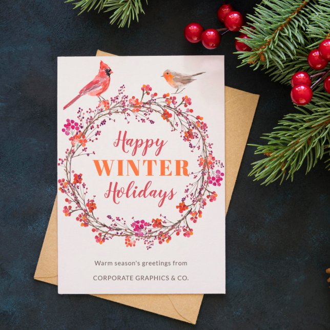 Non-photo Christmas wreath elegant greeting Holiday Card (Creator Uploaded)