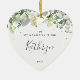 Non-Photo Custom for Anyone Christmas Heart Shaped Ceramic Ornament