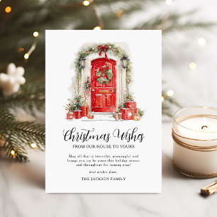 Non-Photo Elegant Watercolor Christmas Wishes Holiday Card