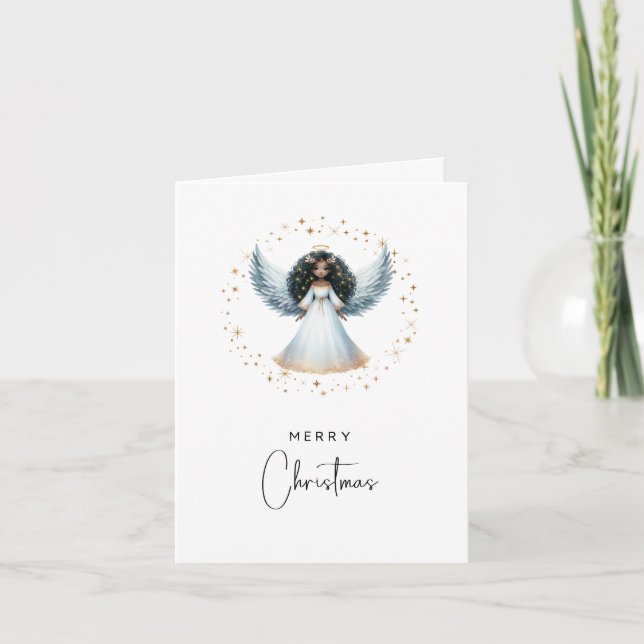 Non Photo Folded Christmas Card Black Angel (Front)