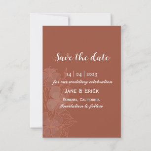 Non Photo Simple Earthy Color Floral  Save The Date
