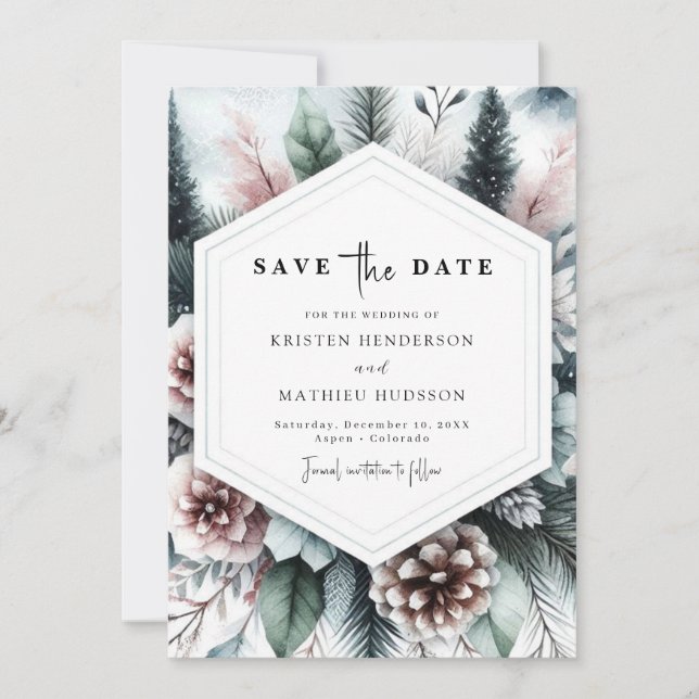 Non Photo Stylish Mountain Wedding Save The Date (Front)
