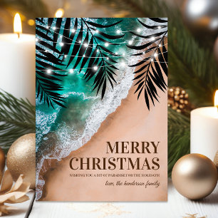 Non-Photo Tropical Beach Christmas Holiday Card