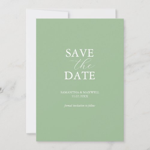 Non Photo Wedding Save The Date Sage Green