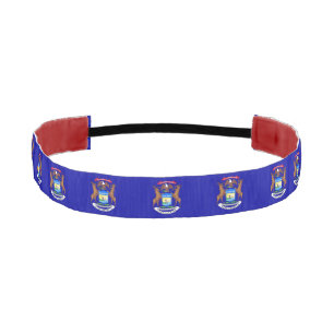 Non-Slip Headband with Flag of Michigan, USA