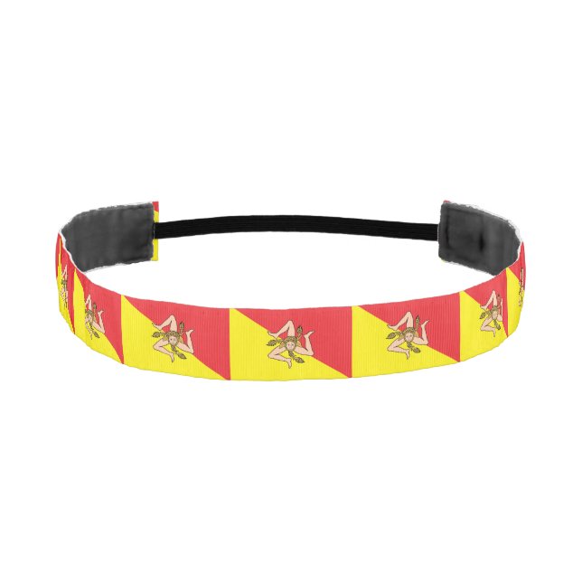 Non-Slip Headband with Flag of Sicily, Italy (Front)