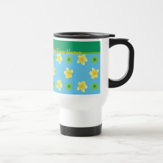 Non-spill Travel Mug: Personalize Primroses Polkas Mug