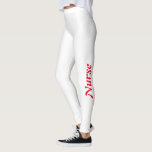 Non-stop Nurse leggings<br><div class="desc">White Non-stop Nurse leggings
"Non-stop Nurse" in red letters on sides of leggings and nurse hat on back of leggings.
Perfect to wear any time and fun fashion for all nurses!</div>