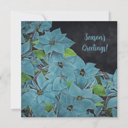 Non_traditional Painted Blue Poinsettia Card