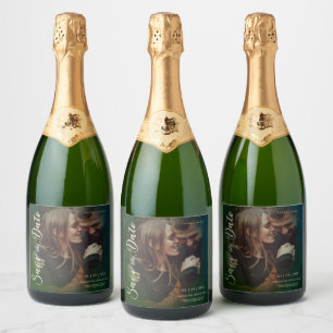 Non-Traditional Wedding Save the Date Engagement Sparkling Wine Label