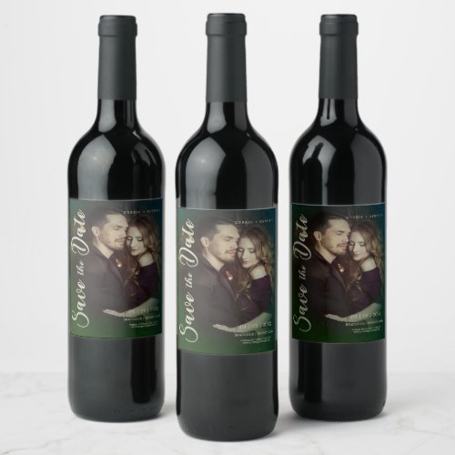 Non_Traditional Wedding Save the Date Photo Couple Wine Label
