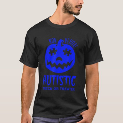 Non Verbal Autistic Trick or Treater Blue Hallowee T_Shirt