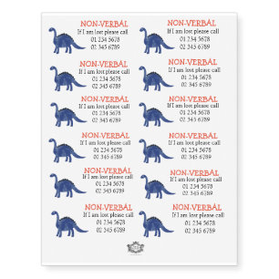 Non verbal, dinosaur, Child Safety, Contact Temporary Tattoos