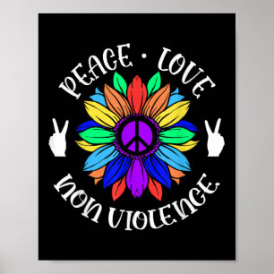 Non Violence Peace Love Sign Sunflower Graphic