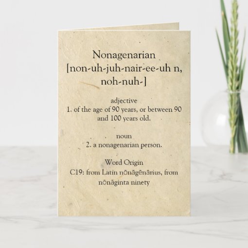 Nonagenarian Dictionary Meaning Happy 90th Card | Zazzle