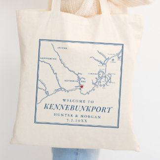 Nonantum Resort Wedding Favor Kennebunkport Map Tote Bag
