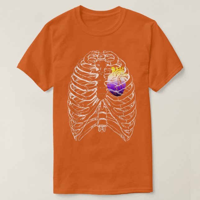 Nonbinary Anatomical Heart Ribcage NB Enby Pride H T-Shirt (Design Front)