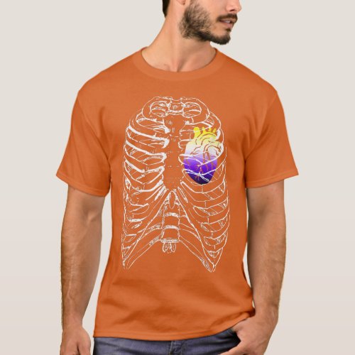 Nonbinary Anatomical Heart Ribcage NB Enby Pride H T_Shirt