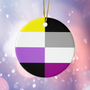 Nonbinary Asexual Dual Pride Flag Christmas Ceramic Ornament