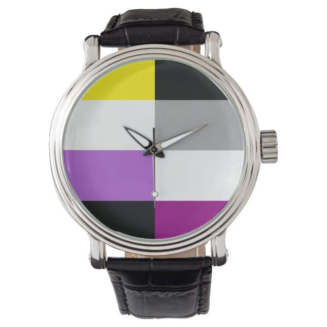 Nonbinary Asexual Dual Pride Flag Watch (Front)