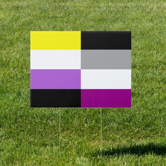 Nonbinary Asexual Dual Pride Flag Yard Sign (Insitu)