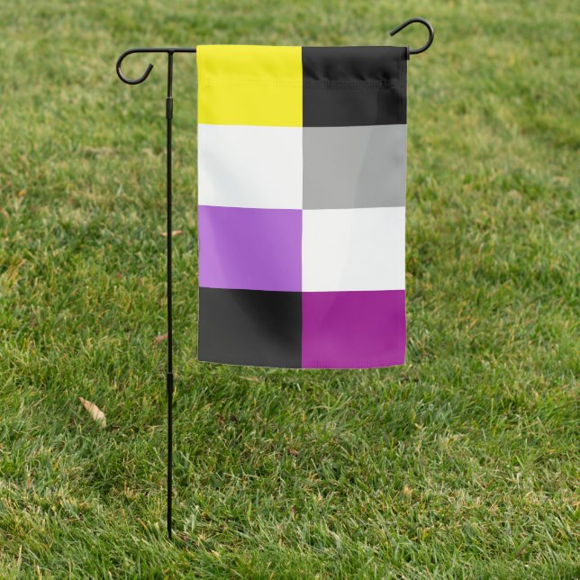 Nonbinary Asexual Dual Pride Garden Flag (In SItu)