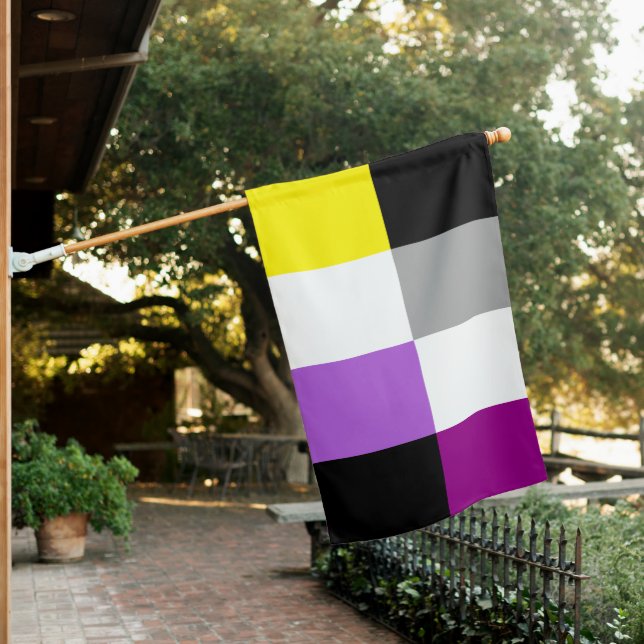 Nonbinary Asexual Dual Pride House Flag (In SItu)