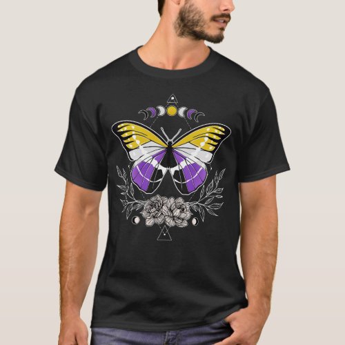 Nonbinary Butterfly LGBT Pride Flag T_Shirt