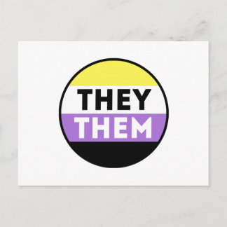Nonbinary Button Pronouns - They Them Postcard
