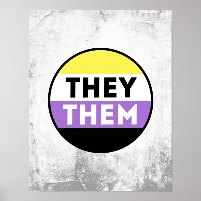 Nonbinary Button Pronouns - They Them Poster (Front)