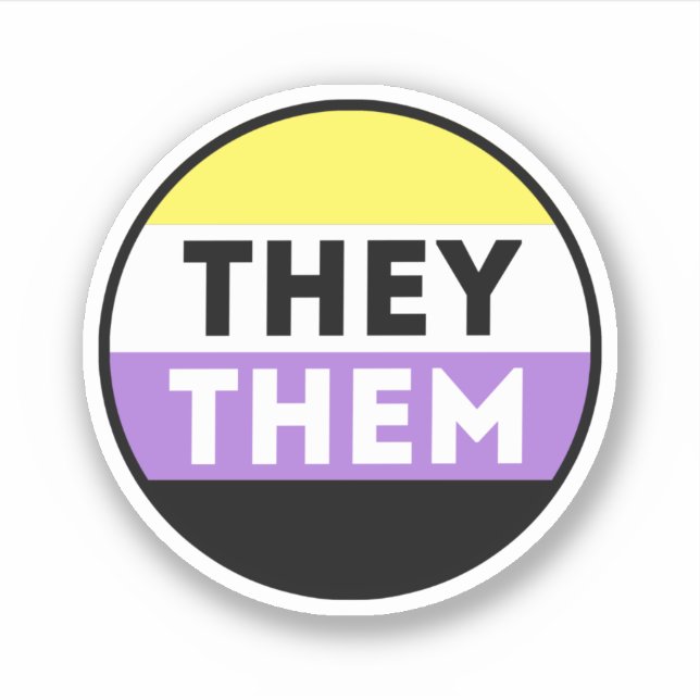 Nonbinary Button Pronouns - They Them Sticker (Front)