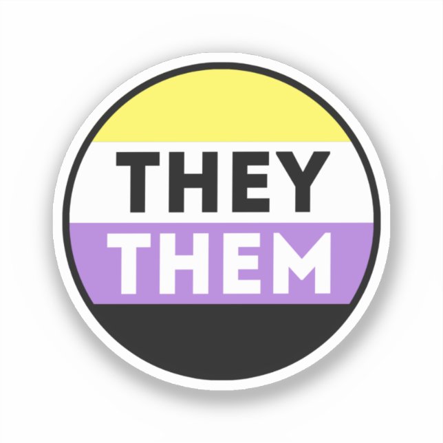 Nonbinary Button Pronouns - They Them Sticker (Front)