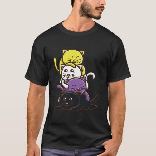 Nonbinary Cat Nonbinary Pride T_Shirt