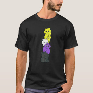Nonbinary Cats Pride Nonbinary Flag Colors T-Shirt