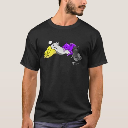 Nonbinary Cats Pride With Nonbinary Flag Colors T_Shirt