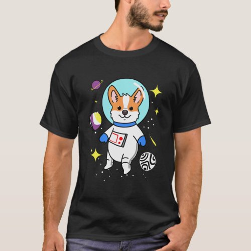 Nonbinary Corgi In Space Nonbinary Pride T_Shirt