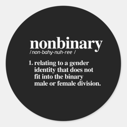Nonbinary Definition Classic Round Sticker