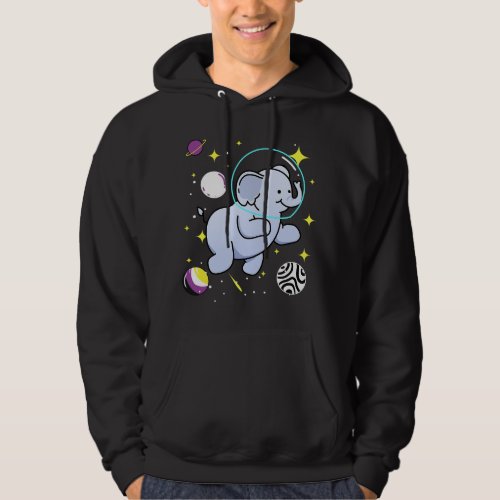 Nonbinary Elephant In Space Nonbinary Pride Hoodie