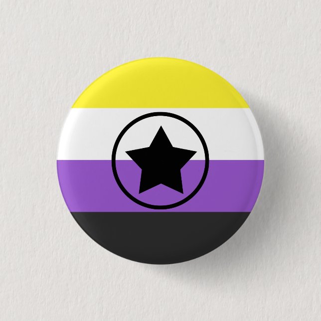 NonBinary/Enby Pride Flag with a Star in a Circle Button (Front)