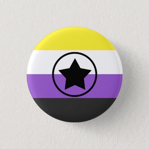 NonBinaryEnby Pride Flag with a Star in a Circle Button