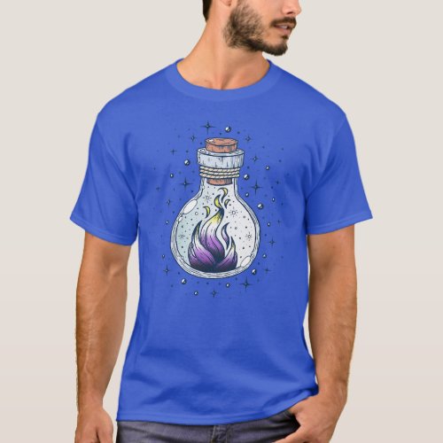 Nonbinary Fire Occult Bottle LGBT Pride Flag T_Shirt