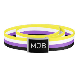 Nonbinary Flag Monogrammed Initials Belt