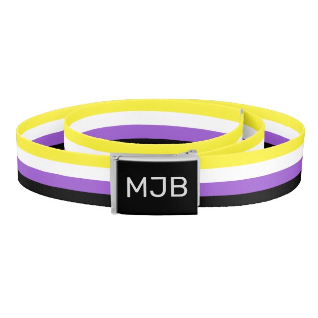 Nonbinary Flag Monogrammed Initials Belt (Coil)
