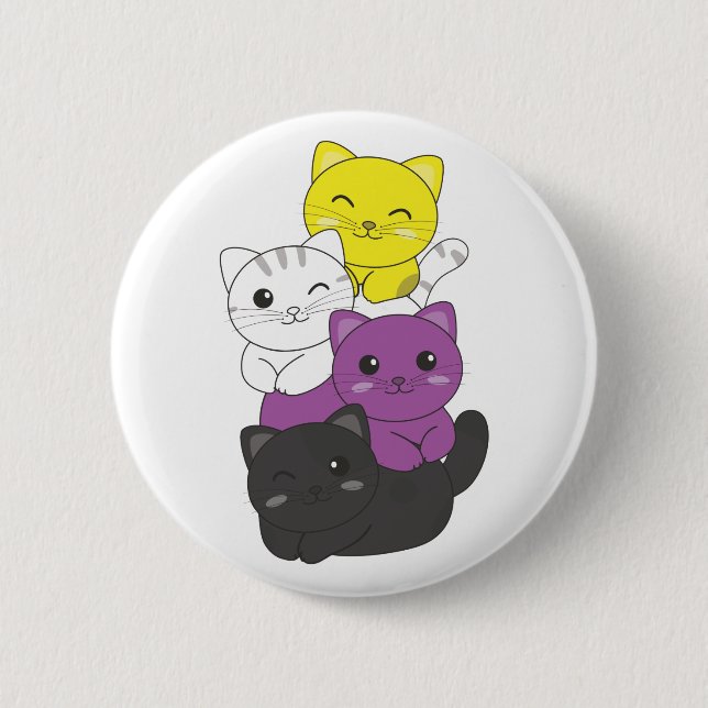 Nonbinary Flag Non Binary Pride Lgbtq Cute Cat But Button (Front)