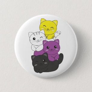 Nonbinary Flag Non Binary Pride Lgbtq Cute Cat But Button
