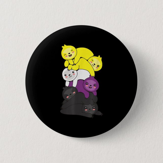 Nonbinary Flag Non Binary Pride Lgbtq Sloth _1  Button (Front)