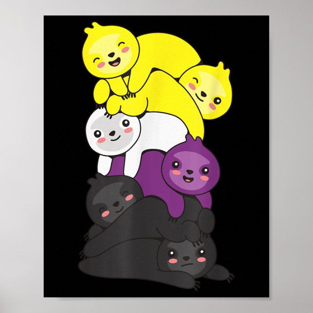 Nonbinary Flag Non Binary Pride Lgbtq Sloth _1  Poster (Front)