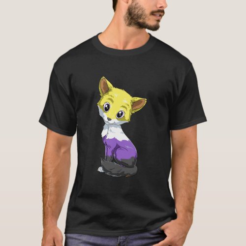 Nonbinary Fox Anime Style Pride Lgbtq Transgender T_Shirt